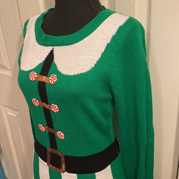 Christmas dress size small green/white with a hat - Picture 3 of 12